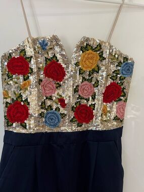 Embellished Alice + Olivia Floral Sequin Bustier Dress - Multicolor